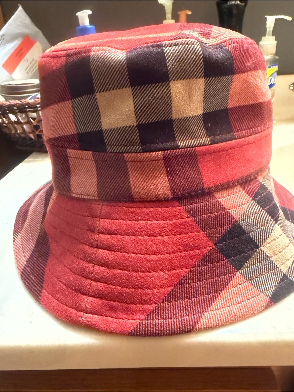 Plaid Red Bucket Hat - Women's Fashion Accessory - Picture 6 of 14